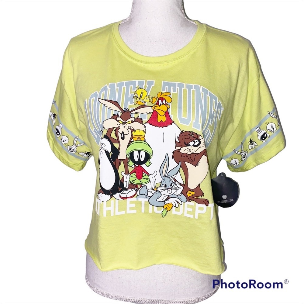 Looney Tunes Neon Cropped Graphic T-Shirt NWT Size XXL - Picture 1 of 9